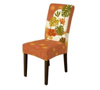 Sun Chair Covers for Dining Chairs, Tropical Modern Leaf Flower Summer Orange Spandex Washable Removable Chair Slipcover Decor for Kitchen Living Room Party 1pcs