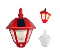 Sun charged outdoor wall light with motion sensing capability and 3 light settings for eco friendly and cost illumination (Red)