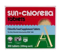 Sun Chlorella A - Pack of 300 Tablets | 90%+ Pulverized Cell Wall for Absorption; Gluten-Free; Chlorophyll Equal to 2-2.5 Cups Spinach or Kale Daily Support