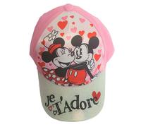 Sun City Glitter Minnie and Mickey Mouse with Hearts Je t'adore Pink 52 Baseball Cap for Girls, pink, 6 3/8
