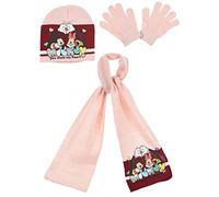 Sun-City Kids Girls Minnie Mouse Hat Scarf and Gloves Set (2-4 Years, Pink)