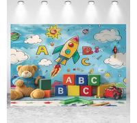 Sun Clouds Back to School Backdrop for Photoshoot Teachers Students First Day of School Party Decor Preschool Kids Classroom Party Online Teaching Backdrop Kindergarten Classroom ABC Banner (9X6FT)