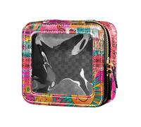 Sun Colorful Art Words Cute Clear Make Up Bag Small Cosmetic Bag for Purse Mini Makeup Containers for Flying