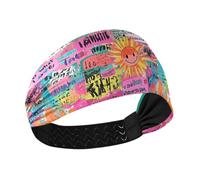 Sun Colorful Art Words Doodle Non-Slip sweat headbands Stretchy hairbands for Yoga make up washing face bandas para el sudor