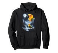 Sun Conure Howling at Moon 90's Retro Parrot Pullover Hoodie