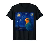 Sun Conure Parrot Swirling Blue Night Stars Impressionism Value Graphic T-Shirt