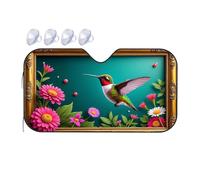 Sun Cover For Car Windshield A Hummingbird Perches On Vibrant Pink Flowers In An Ornate Frame Car Windshield Sunshade Sunshade Triangle Sun Shade(70x130cm)