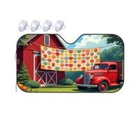 Sun Cover For Car Windshield A Vibrant Quilt Hangs Outside A Red Barn, Surrounded By Lush Greenery And An Old Truck Car Windshield Sunshade Sunshade For Car Sun Visor(76x140cm)