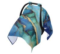 Sun Cover for Stroller Black Out Car Seat Sun Shade,Travel Accessories Marble Green Royal Blue