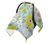 Sun Cover for Stroller Black Out Seat Sun Shade, Protects from Dust and Snow Elegant Daisy Flower Green Pink