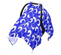 Sun Cover for Stroller Breathable Car Seat Net,Protects from Dust and Snow Royal Blue Wave