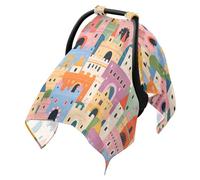 Sun Cover for Stroller Breathable Car Seat Sun Shade,Travel Accessories Cute Cartoon Castle Color