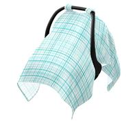 Sun Cover for Stroller Breathable Stroller Blackout Cover,Travel Accessories Turquoise Plaid
