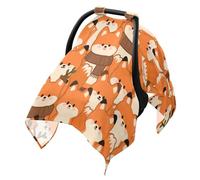 Sun Cover for Stroller Fit Car Seat Sun Shade,Protects from Dust and Snow Cartoon Cute Fox Orange