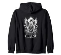 Sun Crowned Crane Celestial Mystic Bird Totem Zip Hoodie