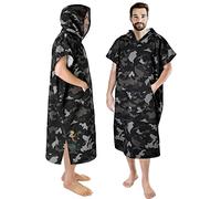 SUN CUBE Surf Poncho Changing Robe with Hood | Absorbent Quick Dry Microfiber Wetsuit Changing Towel with Pocket for Surfing Men Women, Camo Black, One size