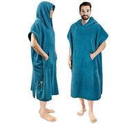 SUN CUBE Surf Poncho Changing Robe with Hood | Absorbent Quick Dry Microfiber Wetsuit Changing Towel with Pocket for Surfing Men Women, Sea Blue, One size