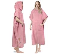 SUN CUBE Surf Poncho Changing Robe with Hood | Quick Dry Microfiber Wetsuit Changing Towel with Pocket for Surfing Men Women, Pink, One size