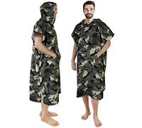SUN CUBE Surf Poncho Changing Robe with Hood Thick Quick Dry Microfibre Wetsuit Changing Towel for Surfing Beach Swim Outdoor Sports Camo Green