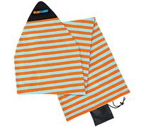 SUN CUBE Surfboard Sock Cover, Prevents Wax in Car, Stretchy Protective Surf Bag for Shortboard, Fish, Funboard, Longboard, Reinforced Nose, Drawstring, Machine Washable (7'0'', Sunset Orange)