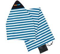 SUN CUBE Surfboard Sock Cover, Protective Surf Bag for Surfing Board, Light Stretchy Surfbag Sleeve for Shortboard, Hybrid (6'6'', Blue White)