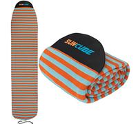SUN CUBE Surfboard Sock Cover, Protective Surf Bag for Surfing Board, Light Stretchy Surfbag Sleeve for Longboard, Hybrid (8'6'', Sunset Orange)