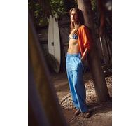 Sun Dazed Cotton-Linen Striped Pants by free-est at Free People in Cobalt Combo, Size: Large - female