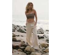Sun Dazed Cotton-Linen Striped Pants by free-est at Free People in Ivory Combo, Size: XL - female