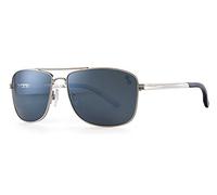 Sun Dog Credo Golf TrueBlue Sunglasses Silver Rectangular Lenses in Smoke Grey
