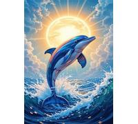 Sun Dolphin Waves 50 Piece Jigsaw Puzzle for Adults, Creativity, Challenging and Difficult Puzzle, Brain Teaser Puzzles for Adults 50 Pieces for The Whole for Women, Men