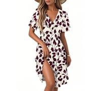 Sun Dresses for Women UK Dressing Table Mirror Womens Dressing Gowns Print V Neck Short Sleeve Beach Dress Summer A-Line Midi Dress Casual Swing Party Dres High Waist Vacation Dres Mini Dresss