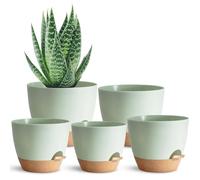 SUN-E Self Watering Planters Planting Pot for All House Plants Green Plastic Flower Pots with Drainage Hole Self Watering Plant Pot Gift Idea for Home Decor Succulent Pots