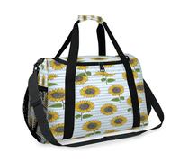 Sun Flower Blue Striped Travel Duffel Bag for Girls Boys Women Men Sunflower Weekend Overnight Bag Shoulder Tote Luggage Handbag for Travel Sports Gym