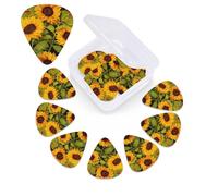 Sun Flower Guitar Picks 12 Pack with Organizer Box, 0.46 0.71 0.96 mm Includes Thin Medium Heavy Thickness,Abstract Guitar Pick Plectrums for Electric Guitar Ukulele Bass