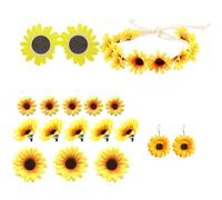 Sun Flower Hair Accessory Set With Headband Hair Clip Earrings For Nature Loving Fashion Women And Girl Music Festival Hair Accessory