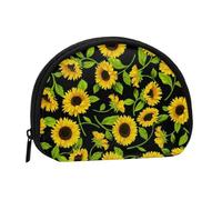 Sun Flower Print Portable Mini Storage Bag Shell Shaped Wallet Small Coin Wallet Shell Storage Bag