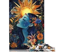 Sun & Flower Woman Puzzles 1000 Pieces Wooden Puzzles for Adults & Teenager Stress Relief Toys 1000pcs (75x50cm)