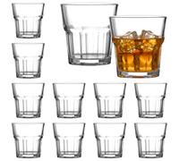 SUN GKOTTA 12-Pack 8oz Old Fashioned Glasses Set, Bulk Rock Glasses, Stackable Whiskey Tumbler for Bar Espresso Tasting, Drinking Glasses for Bourbon,Juice,Water,Cortado