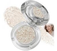 Sun Glow Shimmer Single Eyeshadow Powder Compact - Eyeshadow Matte Glitter Sparkly Cream for Eyes Face Highlighting with Mirror for Smooth Blendable Buildable Radiant Finish