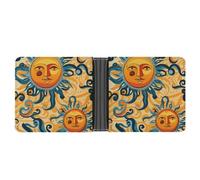 Sun God Bifold Wallet Leather Slim Cash Card Holder Cute Purse