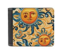 Sun God Men's Bifold Wallet Slim Cash Card Holder Leather Purse