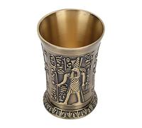 Sun God Pattern Glass, Vintage Metal Whiskey Glass with Unique Goblet Design for Whiskey Vodka Lovers, Party Enthusiasts and Home Bar Decor