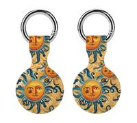 Sun God Protective Case Compatible for Airtag Shockproof Case Cover with Keychain 2PCS