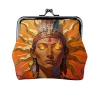 Sun God Rays Leather Coin Purse for Women-Small Kiss Lock Wallet, Mini Card Holder for Keys Lipstick, Cute Change Purse for Travel