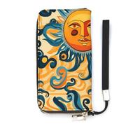 Sun God Slim Wallet for Women Long Purse Cute Clutch Wristlet Handbag Card Holders
