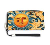 Sun God Womens Wristlet Wallet Leather Long Purse Card Holder Clutch Handbag