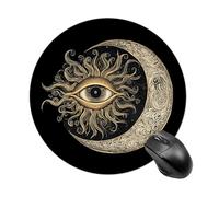 Sun Goth Moon Boho Bohemian Round Mouse Pad with Non-Slip Rubber Waterproof Mousepads for Laptop Games Homework And Office
