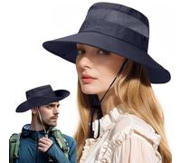 Sun Hat for Men Women Summer Wide Brim Mesh Safari Hat UV Protection Bucket Hats Waterproof & Breathable Fishing Boonie Hats for Walking Hiking (Dark Gray)