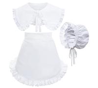 Sun Hat Mob Cap Victorian Pioneer Prairie Bonnet Colonial Headwear Shawl Wrap Stole Apron Costume, Style1, One Size