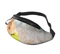 Sun hat on the Beach Print Bum Bag, Waist Fanny Packs with Headphone Jack and Adjustable Belt Cross Body Bumbags for Travel Running Jogging Workout Hiking